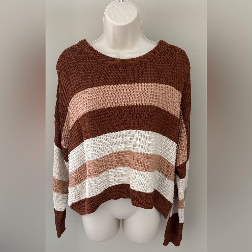 Pink Lily Brown and Cream Knit Sweater